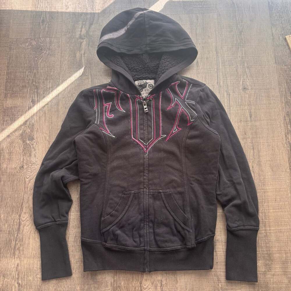 Fox Racing Sherpa Lined Full Zip Hoodie Black Pink Size S